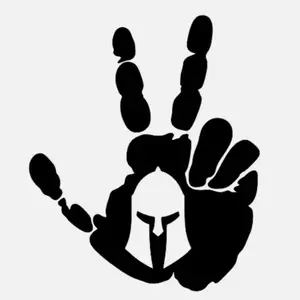 Hand wave peace gladiator helmet vinyl decal sticker 5"