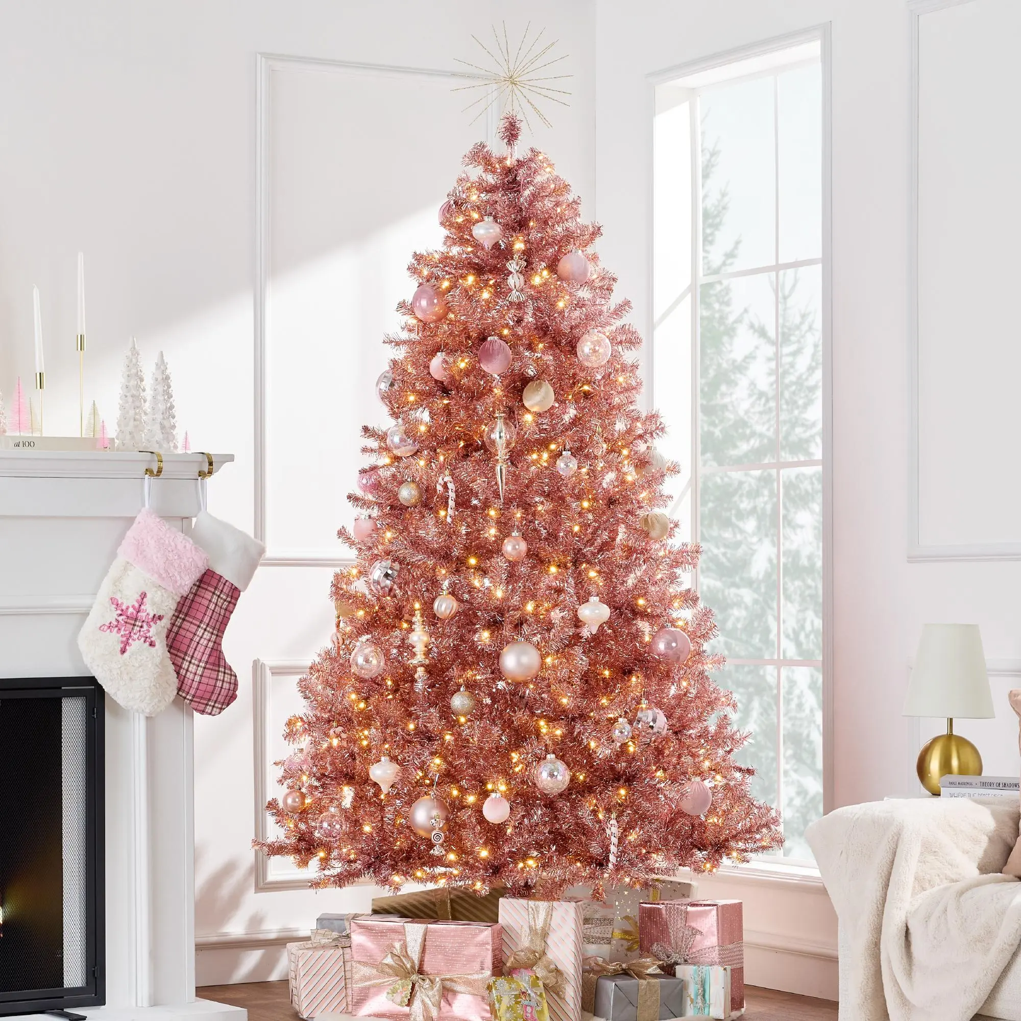 Best Choice Products Artificial Tinsel Christmas Tree Festive Holiday Decoration w/ Stand - Pink