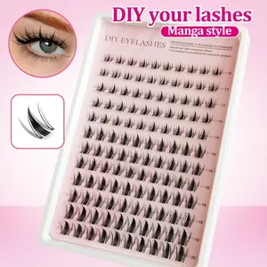 Comic eyelash cluster, C-shaped curling DIY eyelash extension set, 10-20mm, suitable for all eye types, soft and comfortable, suitable for novice homemade household extension, daily stage makeup, reusable.