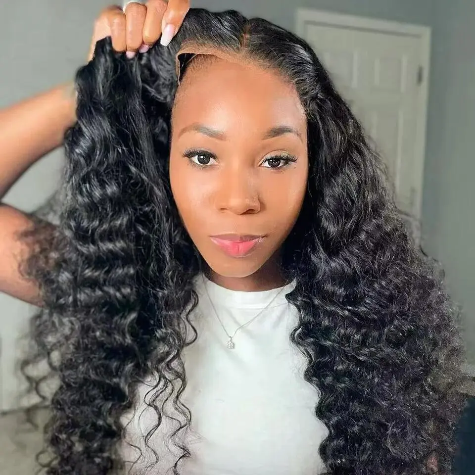 30 32 Inch Deep Wave Glueless Wig HD Transparent 5x5 6x4 4x6 Lace Closure Wigs Ready To Wear Brazilian Lace Frontal Human Hair Wigs Curly For Women 180% Pre Plucked Bling Hair Clearance Sale TikTokShopBlackFriday