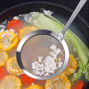 Skimmer Spoon, Stainless Steel Spider Strainer Skimmer Spoon Grease Fine Mesh Strainer Skimmers Spoons for Cooking Frying Skimming Grease, Foam and Gravy