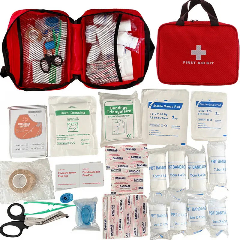 160 PCS First Aid Kit for Home & Car, Waterproof Emergency Medical Supplies Kit with Bandages, Trauma Care Essentials, Survival Kit for Camping, Hiking, Travel, Outdoor Activities and Family Safety