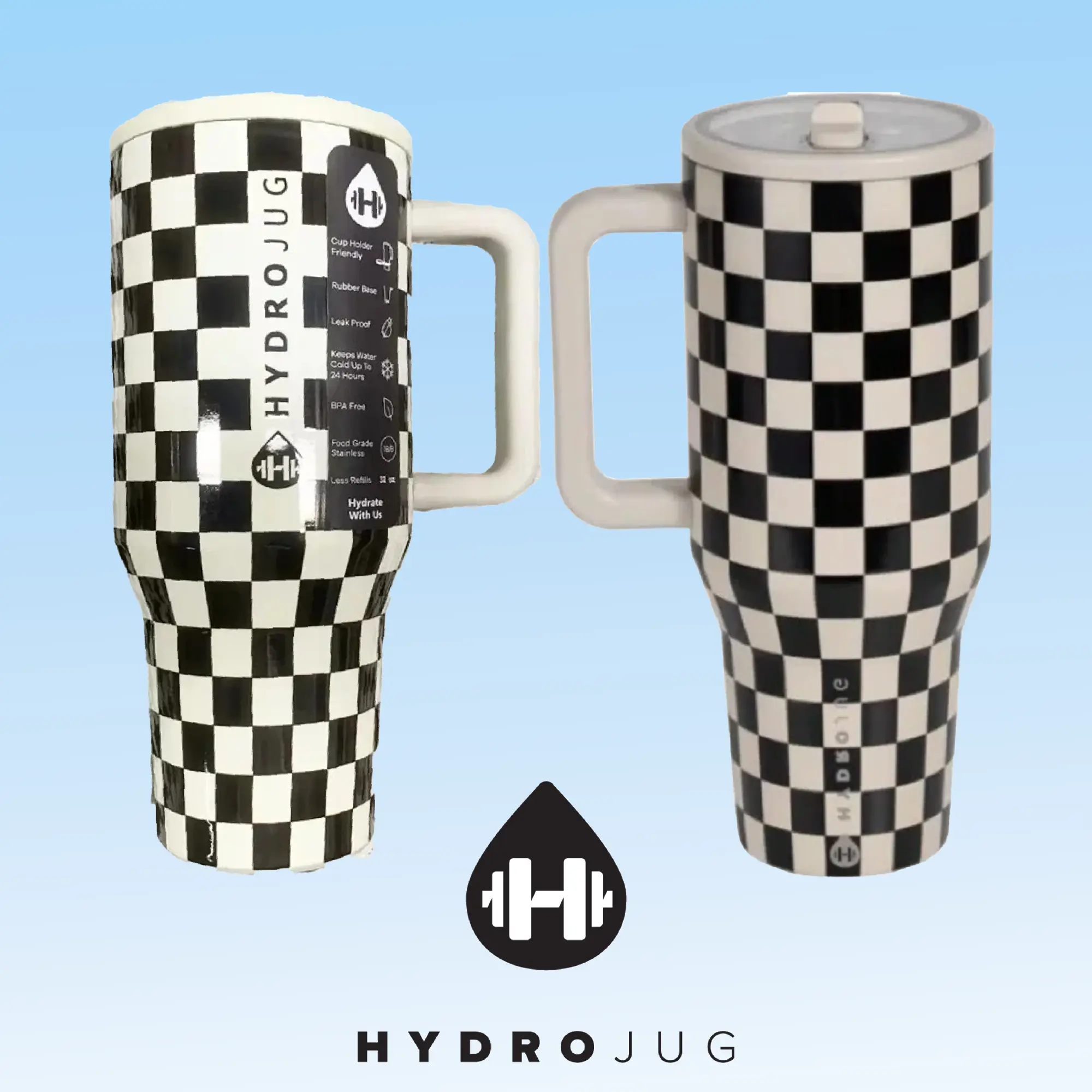 HydroJug Stainless Steel Water Cup 32oz/40oz – Insulated Large-Capacity Bottle with Handle for Travel, Sports & Daily Hydration