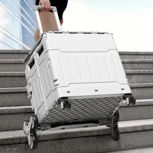 75L Foldable Expandable Folding Rolling Cart - ABS & Aluminum Home Storage Rack, Sturdy Compact Design Utility Cart with Smooth Metal Handles, Tilting Feature for Outdoor Activities, Family Camping, Compact Design Utility Carts