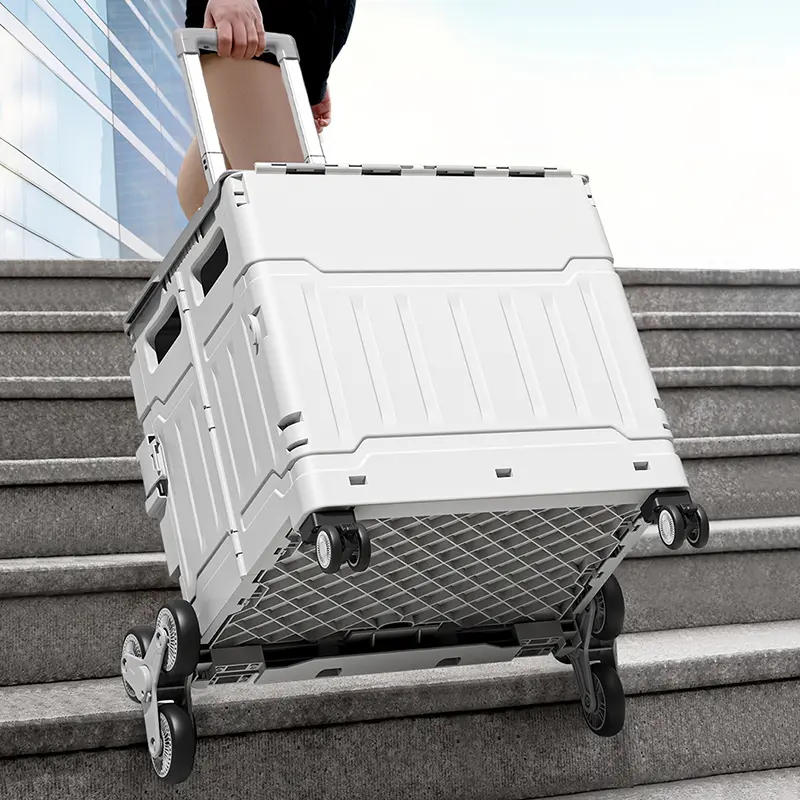 75L Foldable Expandable Folding Rolling Cart - ABS & Aluminum Home Storage Rack, Sturdy Compact Design Utility Cart with Smooth Metal Handles, Tilting Feature for Outdoor Activities, Family Camping, Compact Design Utility Carts