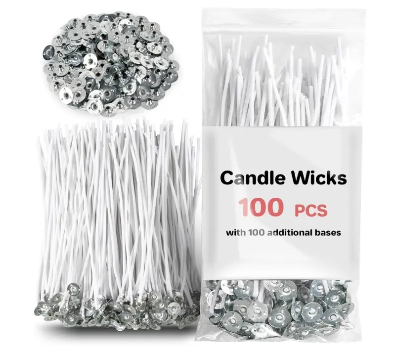 100 Candle Wicks for Candle Making - 6 Inch mechas para velas White Candle Wick Thick Cotton Candle Wicks Soy Wax Beewax Candle Making DIY Candle