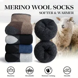 20 Pairs Men's Wool Socks Wool Hiking Socks Soft Warm Winter Casual Crew Moisture-Wicking Socks for Indoors Outdoors Menswear Christmas Dress Elastic