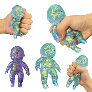 Small Baby Squishy Toy, 10cm Glitter Squeeze Toy for Stress Relief, Soft Sensory Fidget Toy for Kids & Adults, Cute Stretchy Collectible Squishies