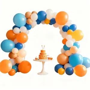 Blue, White, Yellow & Orange Balloon Arch Kit Light Blue Balloons for Birthday, Shower & Party Decor