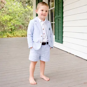 Light Blue Stripe Seersucker Suit Jacket - Classic Boys Suitcoat