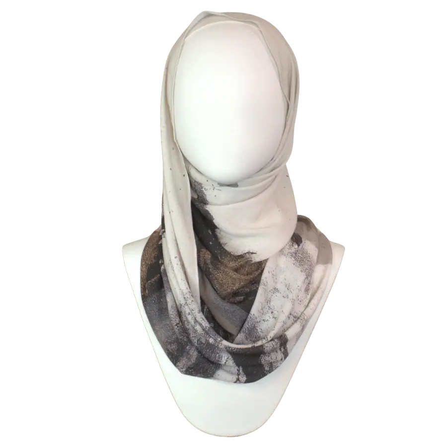 Printed Neutrals Hijab Scarf  - Grounding Neutrals Korean Chiffon Hijab