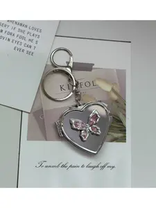 Dual-Sided Folding Compact Mirror with - Versatile Bag Charm, Car Keyring, and Portable Makeup Mirror, Trendy Cute Keychain