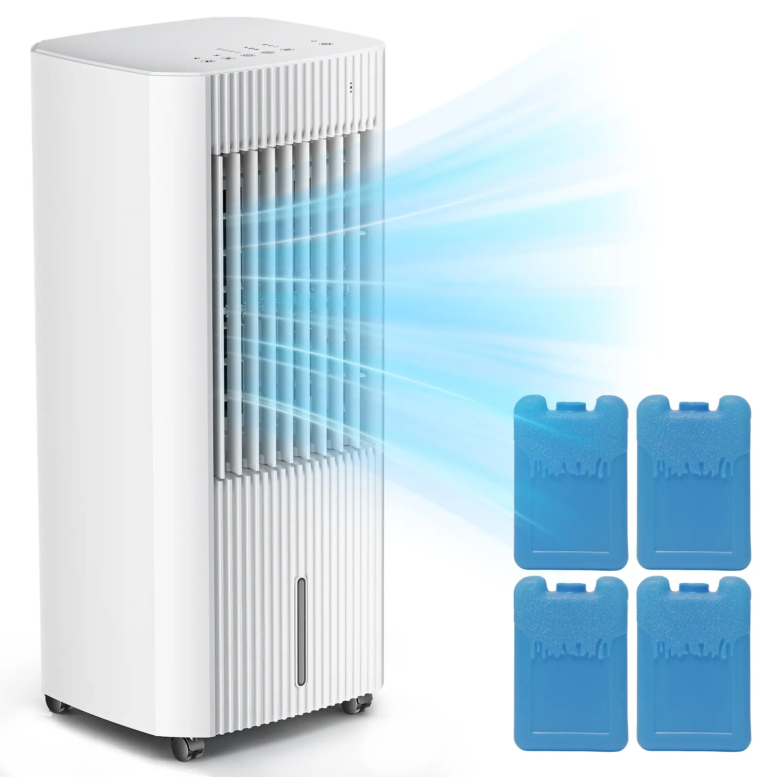 Portable Evaporative Air Cooler,3 In 1 Swamp Cooler with 4 Ice Packs,15H Timer,3 Speeds & 3 Modes,Remote,Cooling Fan for Bedroom,Living Room,Office,Pet-Friendly,White tiktokshopbacktoschool