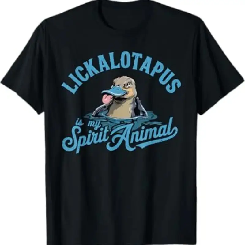 Lickalotapus Funny Platypus Pun Graphic T-Shirt, 100% Pure Cotton Unisex Humor Animal Tee