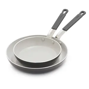 Bobby Flay 2pk (8" & 10") Ceramic Nonstick Aluminum Fry Pan Set Graphite Gray: Dishwasher-Safe