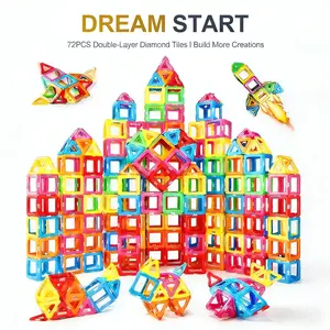 DREAM START 72-Piece Double-Layer Diamond Magnetic Building Tiles, Educational & Intellectual STEM Toys for Kids
