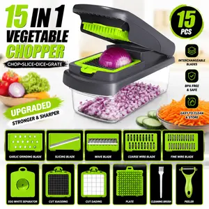 MIUVA  Chopper - Onions, Shallots, Melon Slices - Pro 10-in-1 Professional Food Chopping Multi-functional Kitchen Tool, equipped with 7 multi-functional blades and an adjustable , suitable for salads, salsa, and many other cooking utensils. vegetable