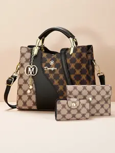 High-End Letter Print Bag, Women's Large Capacity Handbag, Fashionable Handbag, Three-Piece Set, Handbag Wallet Set, Shoulder Crossbody Bag, Perfect for Shopping, Christmas Gift, Letter Printed Handbag