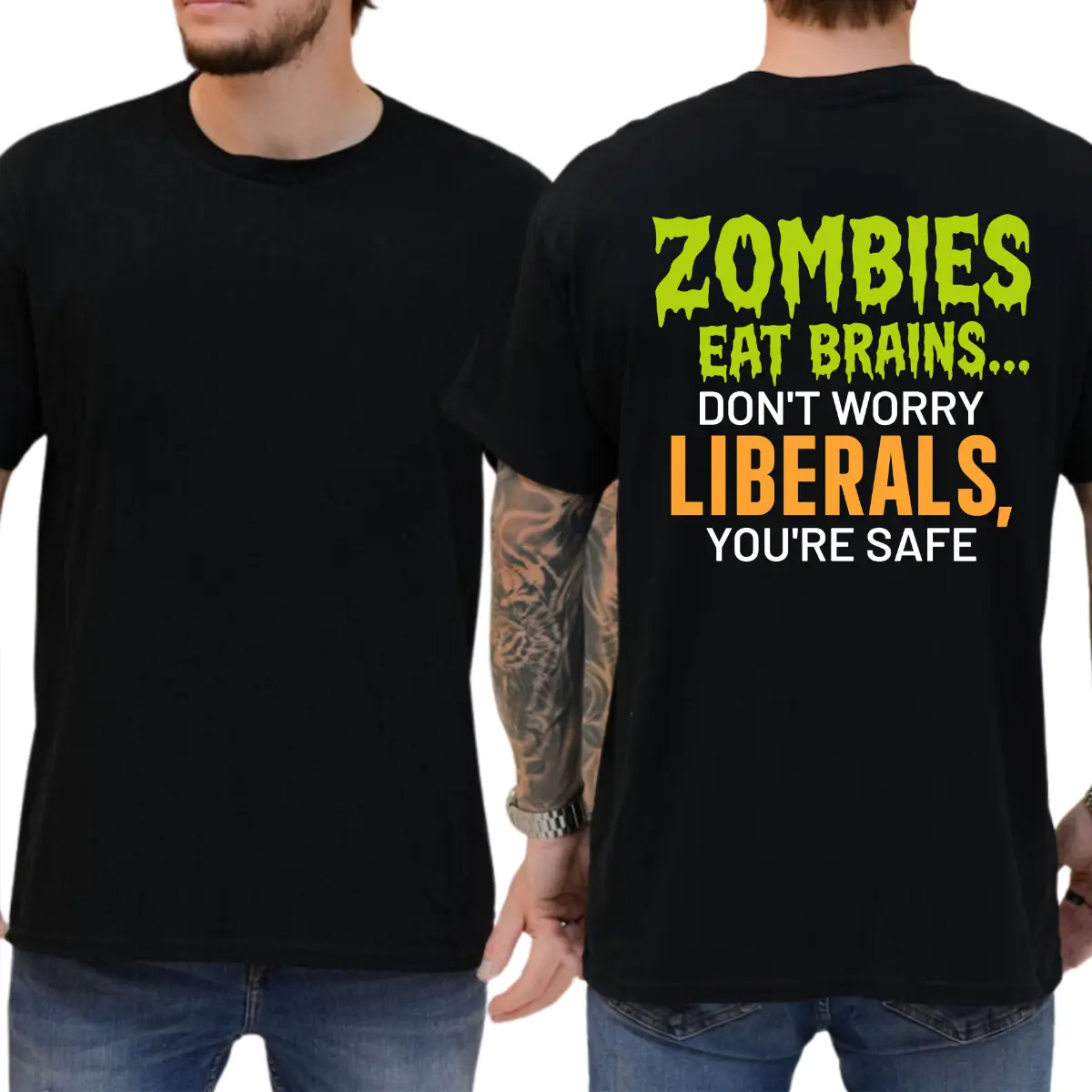 Zombies Eat Brains You're Safe T-shirt, Funny Shirts, Trump Supporter Shirt, Halloween Gift Shirt