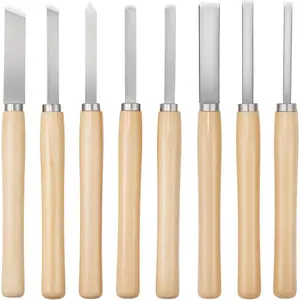 VEVOR Wood Lathe Turning Tool Set, 8PCS, Lathe Chisel Set with Carbon Steel Blade, 2 Skew, 1 Spear Point, 1 Parting, 1 Round Nose, 3 Gouge Tools, 1 Oxford Bag, for Beginners, Hobbyists, Professionals