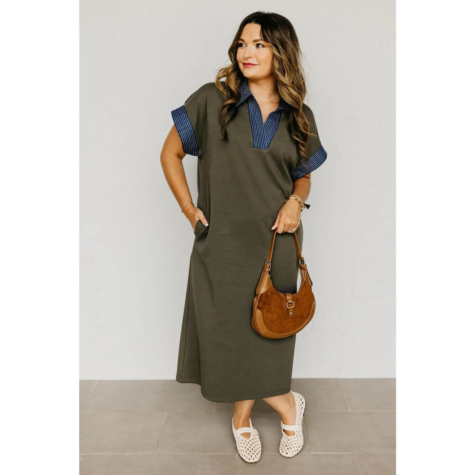 The Nia Contrast Knit Midi Dress