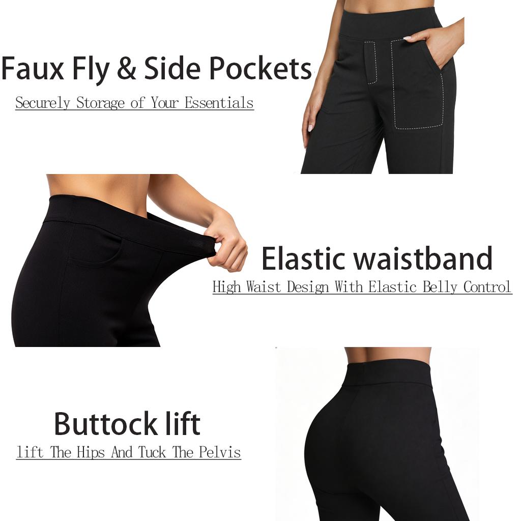 CQQNBV Loose High-Waist Business Casual Pants Yoga Pants Women Wide Leg Pants with Pockets Comfortable straight-leg pants