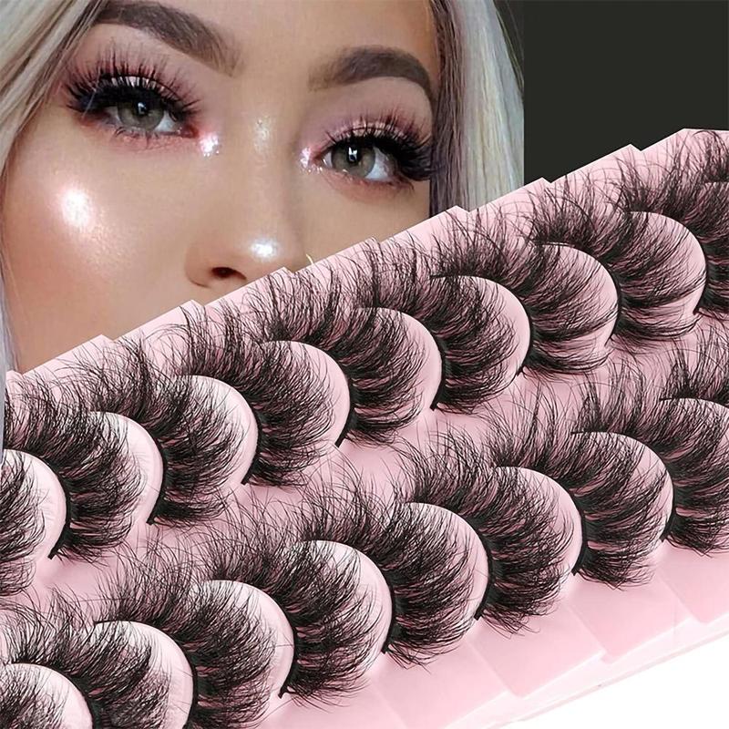 10 Pairs Eyelashes Faux Mink Eyelashes Dramatic Volume Lashes Extension ...