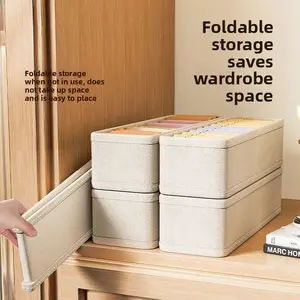 Cotton and linen washable socks underwear storage portable organizer, dormitory home wardrobe artifact multi-functional foldable storage box