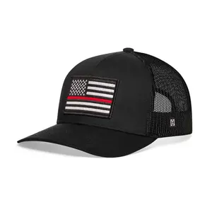 Thin Red Line Trucker Hat  |  Black Fire Snapback
