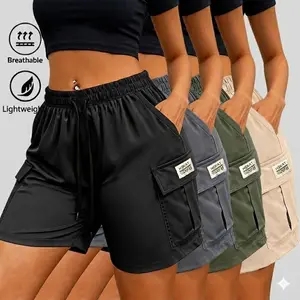 Single unit pack. Women’s summer cargo pants with an elastic waistband, side pockets, and a drawstring; durable, multi-pocket, breathable—ideal for outdoor activities and everyday wear.Summervibes