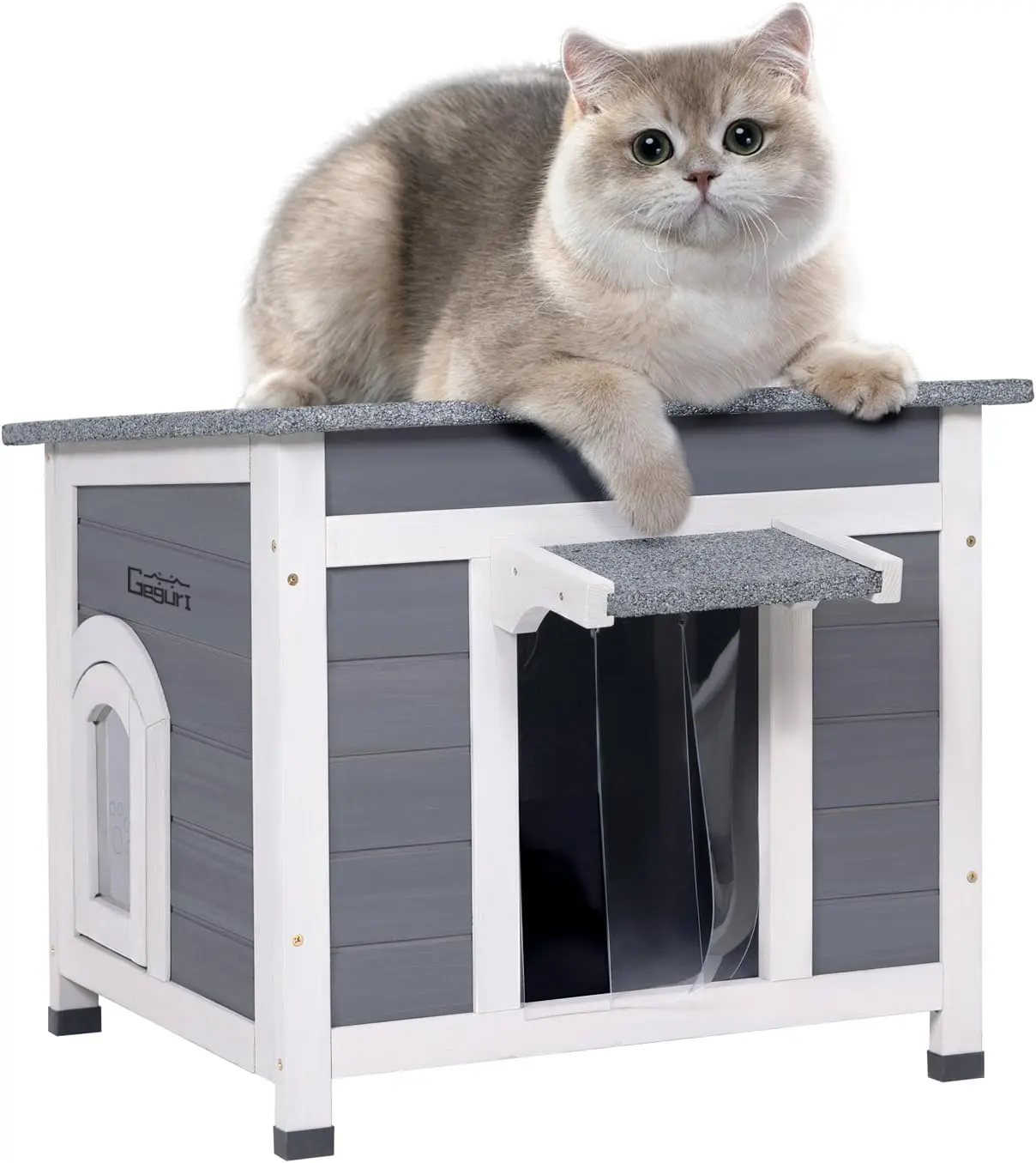 Insulated Outdoor Cat House - All-Weather Proof Shelter with Thermal Layer, Elevated Floor, Asphalt Roof & Warmth for Winter, Cat Furniture Shelter