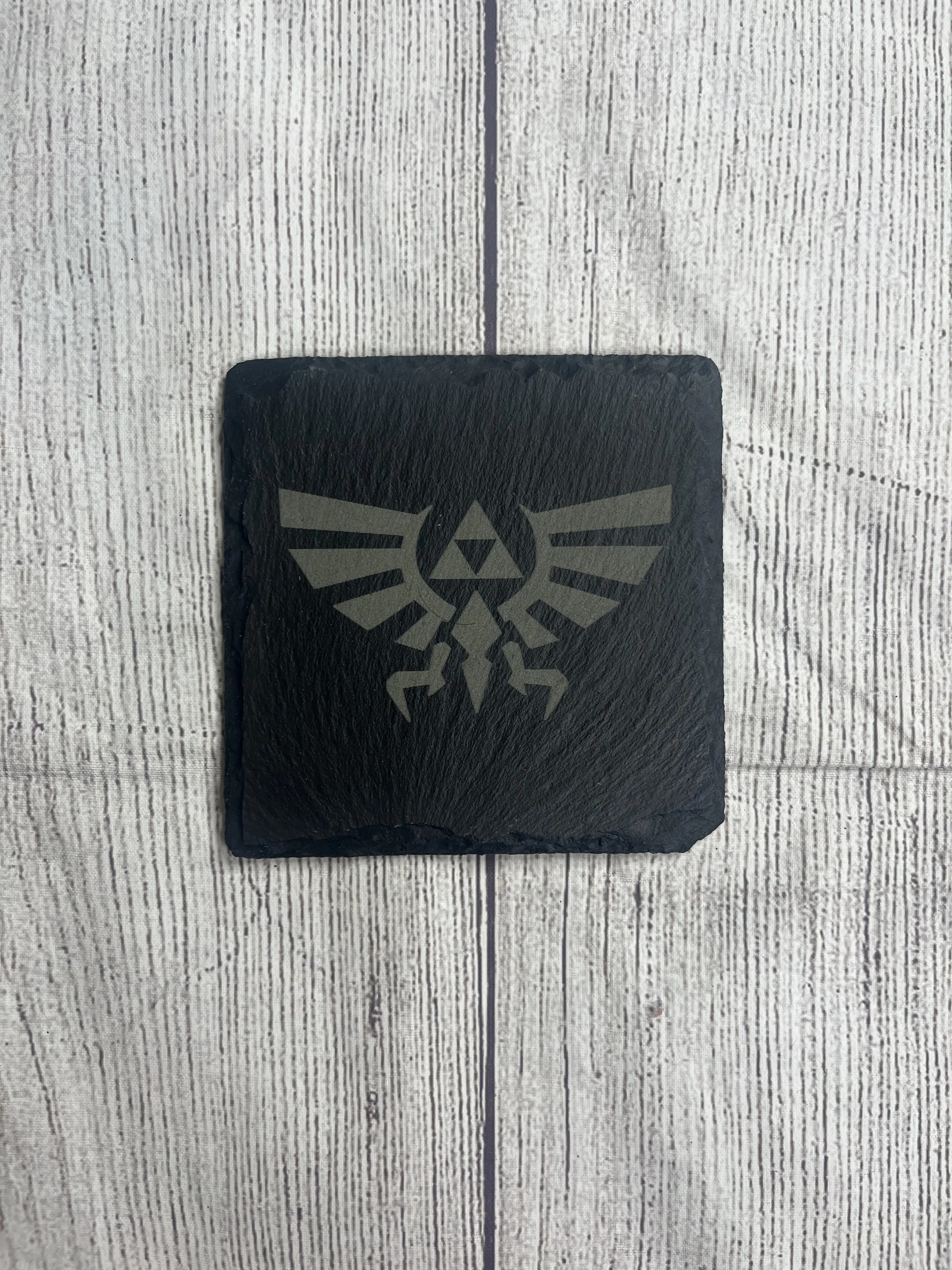 Legend of Zelda Triforce Laser-Engraved Slate Coasters - Kitchen Tableware for Dining Table Use