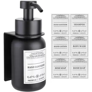 Black soap dispenser for bathroom 85 oz soap dispenser for kitchen sink with pump and drillfree wall mount holders with waterproof labels