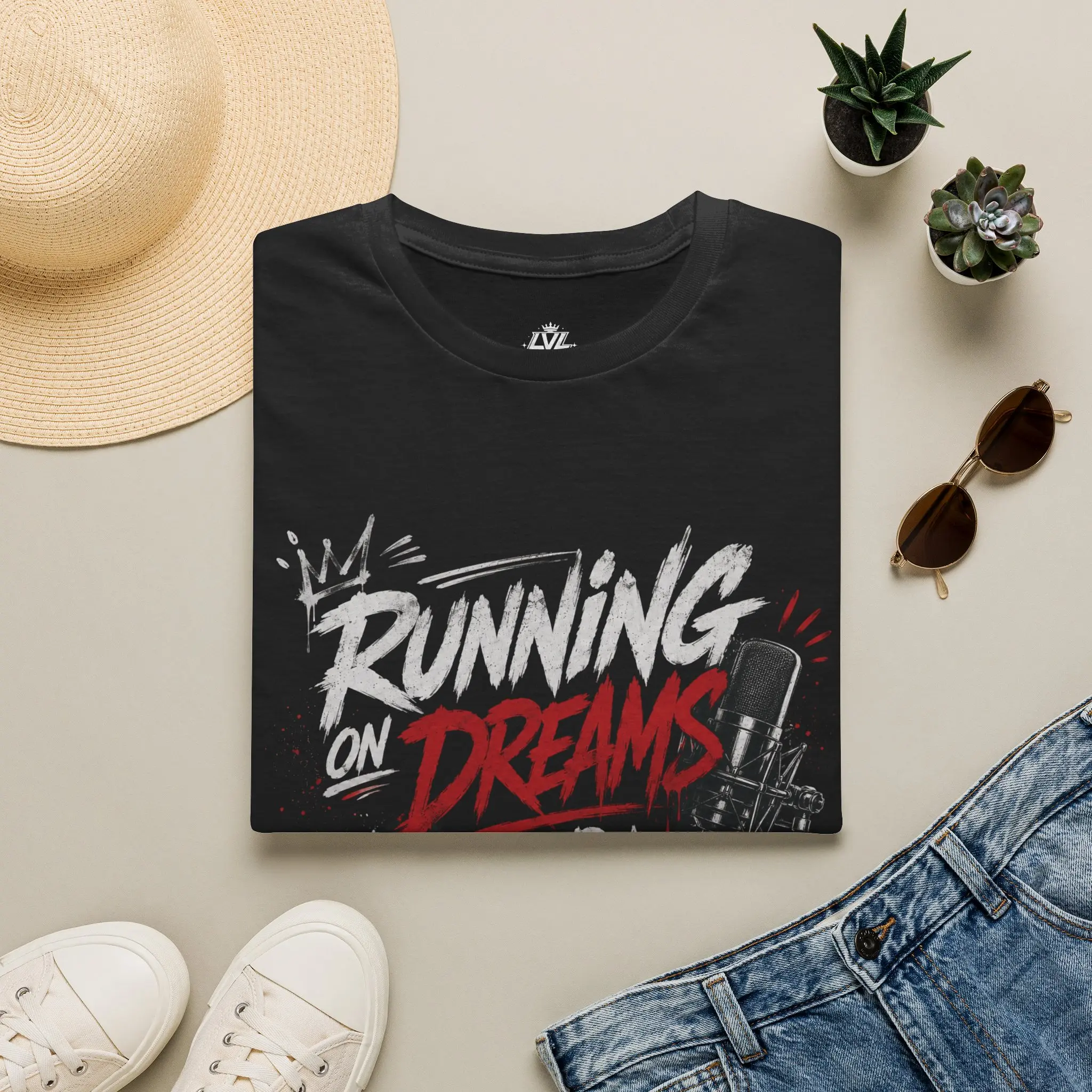 Running on Dreams T-Shirt | Music Producer Microphone 808 Beat Design