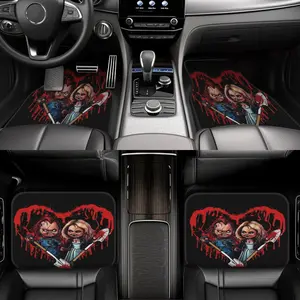 4-piece Chuck and Tifa fantasy Car Floor Mats, made of durable polyester fiber, suitable for various vehicles, a perfect gift, with a fun design and long-lasting durability
