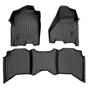 SMARTLINER 2 Rows Custom Fit Floor Liners Compatible with 2012 - 2012 Ram 1500 Crew Cab (Gasoline | Carpet | No PTO Kit | No Over The Hump Coverage | Dual Driver and Passenger Hooks| No 4x4 shifter)