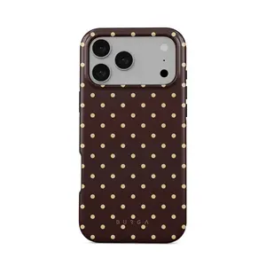Burga “Sorry Busy” iPhone Case – Brown Polka Dot | Slim Glossy Protective Case, MagSafe Compatible | Trendy Aesthetic Phone Case for iPhone Air/17/16/15/14/13/12/11 Pro Max, Mini, Plus