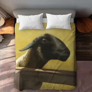 Begin Home Decor C1DCQSW0Y17TSY Queen Size Young Ram Western Brown Duvet Cover - Home Decor Essentials