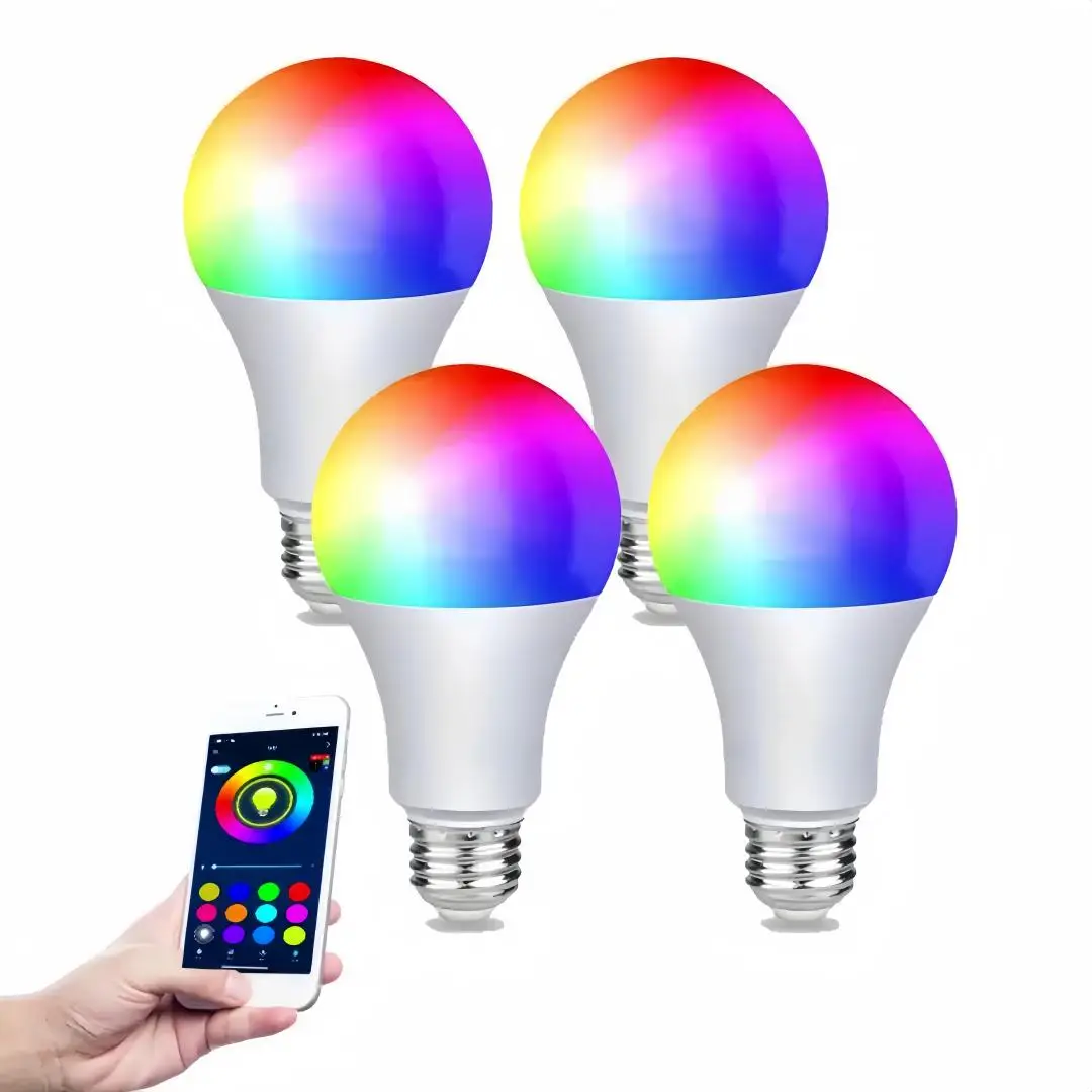 Christmas Decor/Gifts, A19 E26 9W 800LM Wireless Smart Light Bulbs, Smart Home Lighting, RGBW LED Color Changing Light Bulbs (No Support for Alexa & G