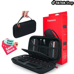 [Holiday Haul] Transnovo Carrying Case Compatible with New Switch 2, Hard Shell Travel Single Case or Case Bundle Kit with 24 Game Card Slots, Joy-Con & Accessory Storage, Travel Carrying Case Pouch, Space Saving Organizer Space Saver Compression