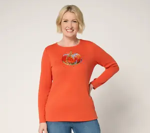 Quacker Factory Fall Kaleidoscope Long Sleeve Top