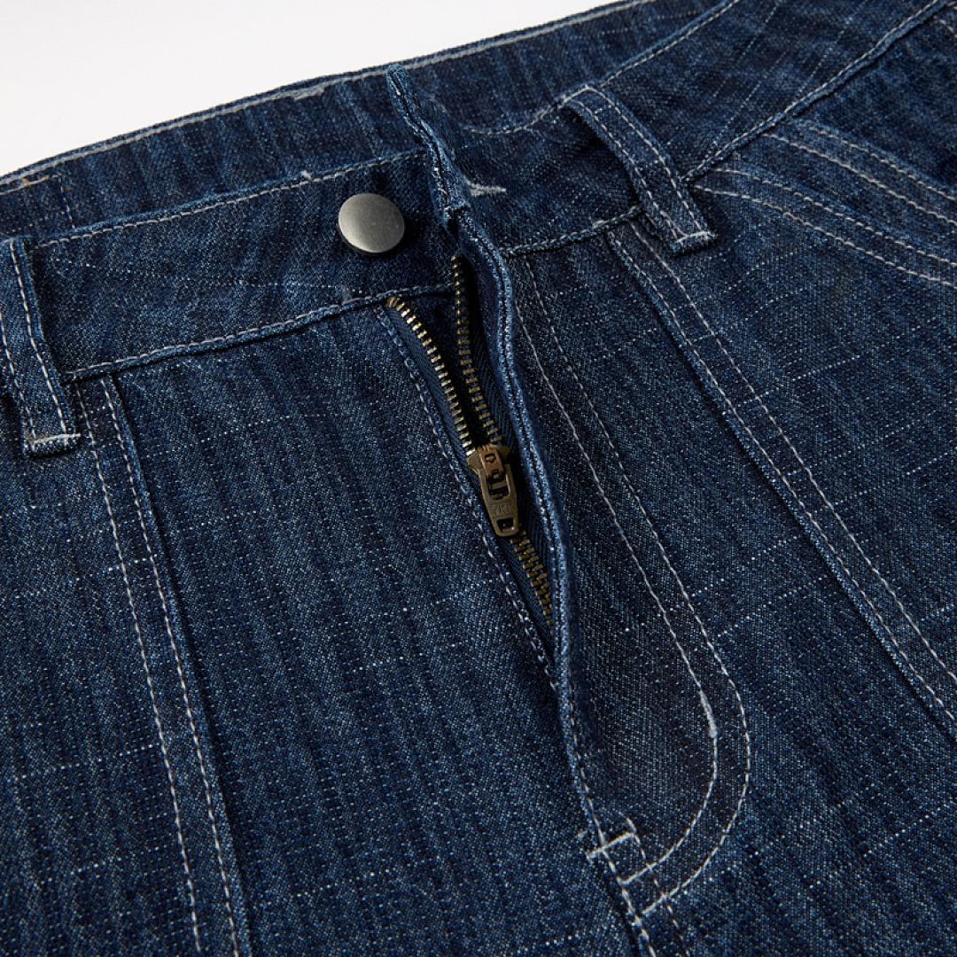 Inflation-themed men’s workwear baggy carpenter jeans | dark wash wide-leg streetwear denim