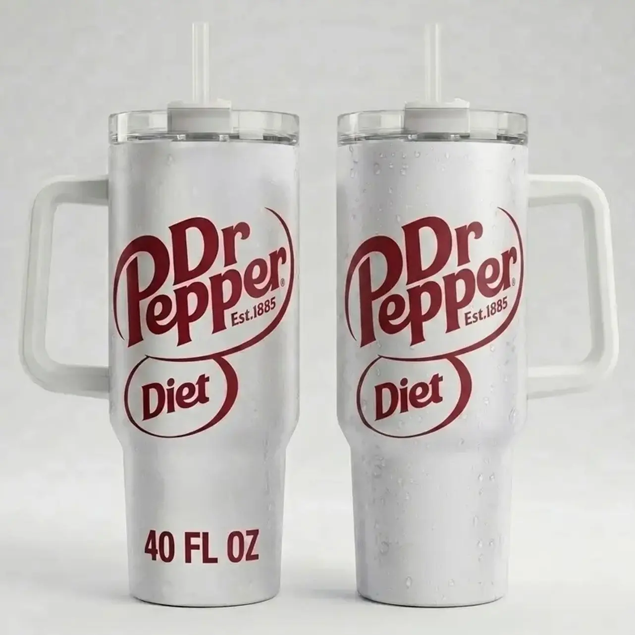 [No Straw] Diet Dr Pepper 40oz Tumbler - Limited Edition Vintage Insulated Cup - I'm A Pepper Retro Mug With Handle - King of Beverages Vintage Stainless Steel Insulated Travel Mug