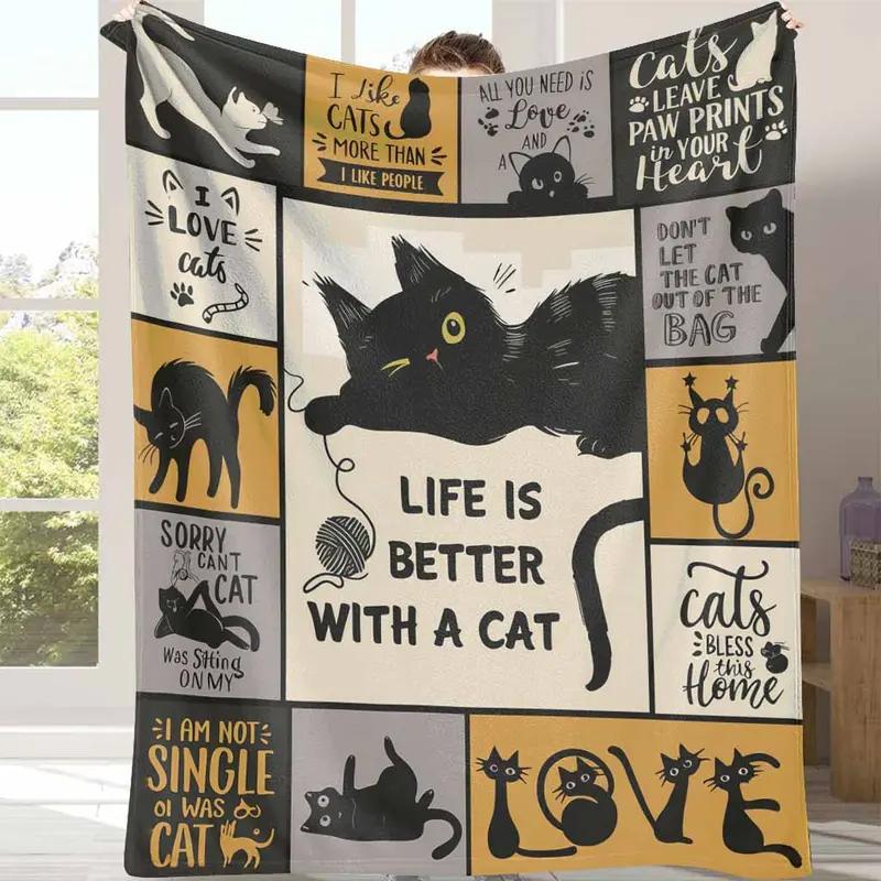 Cat Lovers Flannel Blanket,Whimsical Paw Print Pattern,Super Soft Warm Lightweight Cozy,Perfect for Living Room Bedroom Sofa,Gift for Cat Owners Housewarming Present,Office Travel Birthday Valentine's Day Celebration