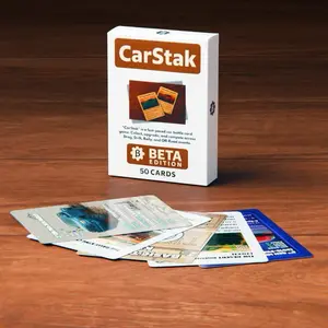 Carstak Beta Deck - Fast-paced Car Battle Card Game with 50 Cards for Drop Drift Rally and Off-Road Adventures