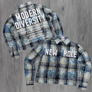 KLEEP - NEW ROLE Rhinestone Flannel - BLUE - 5320