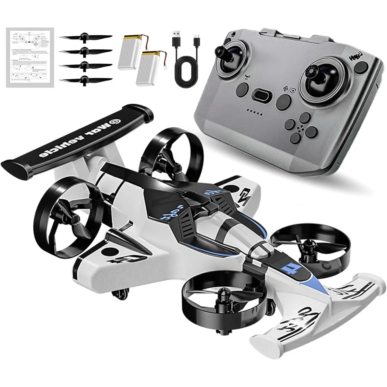 Remote-Controlled Car-Plane Combo Toy Drone - 360-Degree Drift Tires, Land-Air Capable, 1-Touch Lift, Impact-Resistant Materials, 3 Adjustable Speeds, Boy Gifts, Top Christmas Present