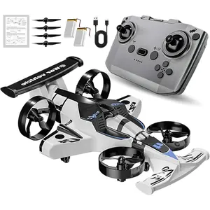 Remote-controlled car and plane combo, 360-degree drift tires, land and air capable, one-touch lift, impact-resistant materials, three adjustable speeds, perfect gift for boys and girls, top choice for Christmas presents. Car-Plane toy drone
