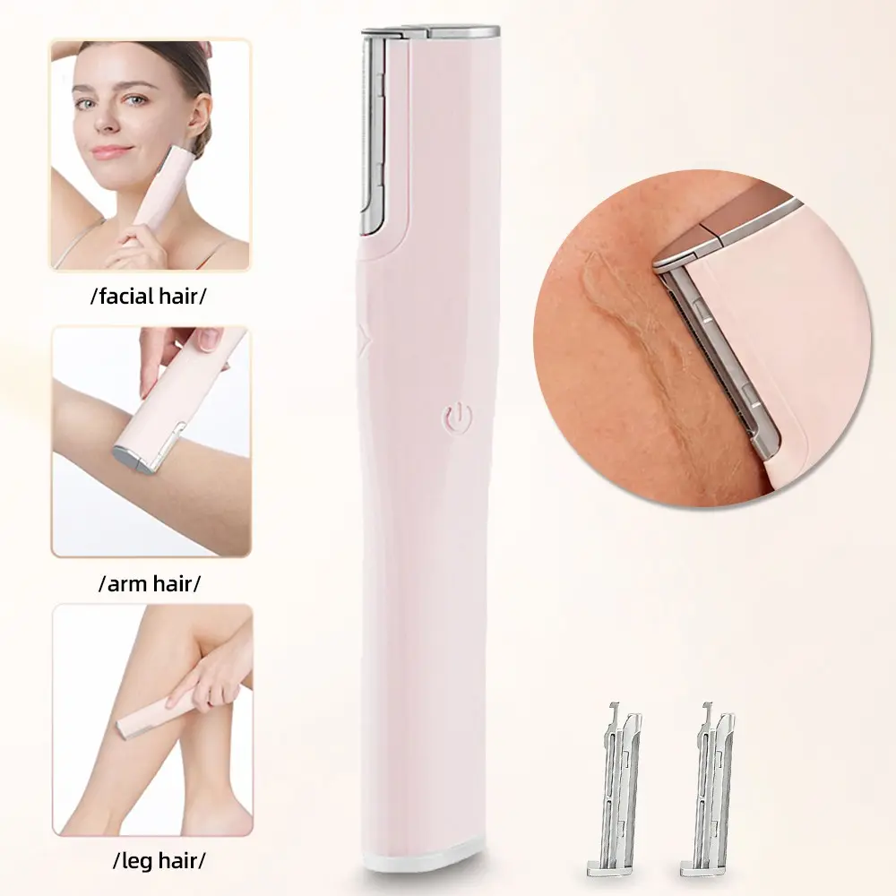 Sonic Dermaplaning Tool for Face Peach Fuzz Removal, Exfoliation Face Hair Removal and Eyebrow Shaping Device, 2 Speed, and with 2 Reusable Replacement Heads, Facial Hair Shaver. Usb Charging. Cordless Portable Shaver, Body Facial Trimmer