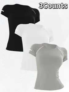 Women's Breathable Soft Exercise Short Sleeve Sports Tee, Comfortable Wear for Women, Ideal for Workouts & Active Lifestyles, Gym Yoga Tops, Gym Tees